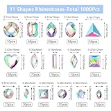 Aptkin 1000 Pieces Sew on Rhinestones Large Big Sew on Crystals Sewing Gems Jewels Acrylic Mixed Shapes Rhinestone with Sewing Holes for Clothes DIY Crafts Costume Garment Shoes (Crystal AB)