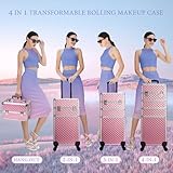 Stagiant Rolling Makeup Train Case Large Storage Cosmetic Trolley 4 in 1 Large Capacity Trolley Makeup Travel Case with Key Swivel Wheels Salon Barber Case Traveling Cart Trunk - Pink