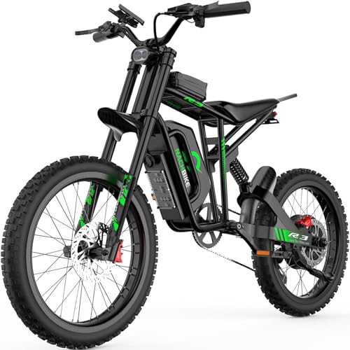 50MPH/40MPH Electric Bike for Adults, 4000W/6000W Electric Dirt Bike with 60V25Ah Battery, Max 50Miles, Dual Hydraulic Brake, Full Suspensions Ebike for Teens, 19'' Motorcycle Tire (R3 6000W 50MPH)