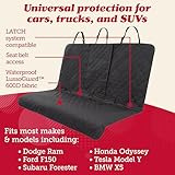 Lusso Gear Dog Car Seat Cover for Back Seat - 100% Waterproof - Full Protection from Mud, Scratches, Shedding - Non-Slip Cover Stays in Place, Fits Car, Truck, SUV (Black)