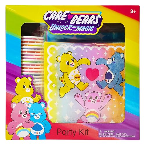 LUV HER Care Bears Birthday Decorations 58Pcs Table Decorations Party Supplies: Paper Plates, Cups Napkins, Table Cloth Cake Topper Rainbow Party Favor Gender Reveal Decor 3+