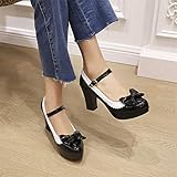 FOREADA Mary Jane Shoes for Women Bow Lolita Shoes Kawaii Platform High Heels Dress Pumps