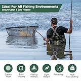 HENSENASIA Landing Net for Carp Fishing, 42 Inch Large Fish Net with Carbon Fiber Handle, Olive Green, Supplied with Carry Bag