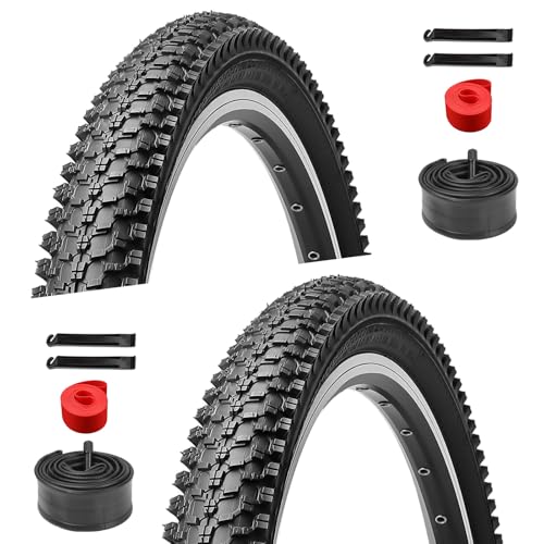 2-Pack 26 inch Mountain Bike Tires - Bicycle Tires 26x1.95 Folding Replacement Tire for Mountain Bike, Puncture-Resistant 26" Schrader Valve Bike Tubes, Bicycle Replacement Parts