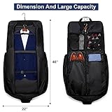 Garment Bag Travel Suit Bag for Men Large 40-Inch Carry on Garment Bag Up to 3 Suits for Business Trips,2 in 1 Hanging Suitcase Luggage Bags for Travel,Foldable Carry on Bag Fits 15.6Inch Laptop,Black