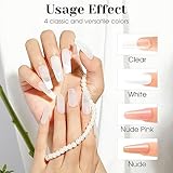 ROSALIND Acrylic Powder Set, 4 * 1.76oz Clear Nude Acrylic Nail Powder White Pink Acrylic Powder with Acrylic Liquid Professional Crystal Polymer Nude Nail Powder Acrylic Nail Colors Set for Nail