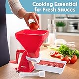 Tomato Strainer- Easily Juices w No Peeling Deseeding or Coring Necessary- Suction Cup Base Food Mill Press- Make Homemade Pasta Sauces, Fresh Salsa Potato Puree- Easy to Use, Cooking Supplies Gift