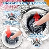 Upgraded 3in1 Kitchen Sink Drain Strainer & Sink Stopper, Stainless Steel Kitchen Drain Plug & Cover with Anti-Clogging Basket Strainer, Fit US Standard 3-1/2'' Sink Drain Hole, Silver