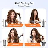 5 in 1 Hair Styler, Hair Dryer Brush, Auto Air Wrap Curlers Frizz-Free Fast Drying, Curling, Straightening Volumizing, 110000 RPM Blow Dryer with 300 Million Ions, Multi Styler, Gift Idea