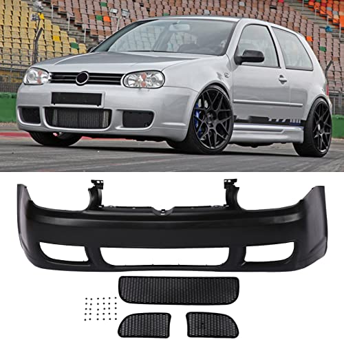 HOUGEET R32 Style Front Bumper Cover W/Black Mesh Grille For 99-05 Volkswagen Golf MK4