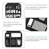 MATEIN Cable Organizer Bag, Waterproof Travel Electronic Storage with Adjustable Divider, Shockproof Portable Double Layer Tech Bag Carrying Case for Cord, Earbuds, Charger, SD Card, Tech Gifts, Black