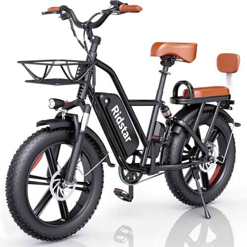 Ridstar 1500W Electric Bike for Adults,30MPH 30-70Miles 48V 15AH Removable Battery Ebike 20" x 4.0 Fat Tire Beach Mountain Commuting Electric Bicycles 2 Seater W/Fork Suspension UL2849