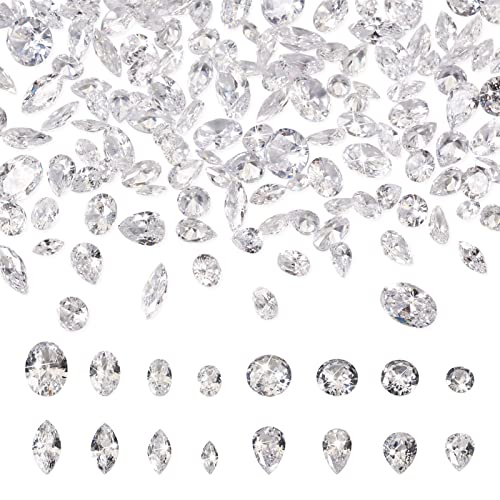Craftdady 320Pcs Clear Cubic Zirconia Stone Cabochons 16 Styles Faceted Crystal Rhinestones Diamond Teardrop Oval Horse Eye Beads Pointed Back for Nail Art Craft Jewelry Making Bouquet Wedding