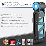 FoldyLock Compact Folding Bike Lock - Award Winning Patented Lightweight High Security Bicycle Lock - Heavy Duty Anti Theft Smart Secure Guard with Key and Case for Bikes or Scooter - 33.5"