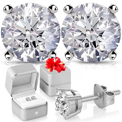 Lab Created Diamond Stud Earrings for Women And Men 0.5 Carat Platinum Plated Sterling Silver Studs Jewelry Gifts Anniversary Birthday Gifts Wife Him Her