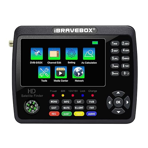 Irfora V10 Finder Max HD Satellite TV Signal Finder DVB-S/S2/S2X Digital Handheld Signal Meter Satellite Finder H.265 4.3Inch LCD for Adjusting Sat Dish