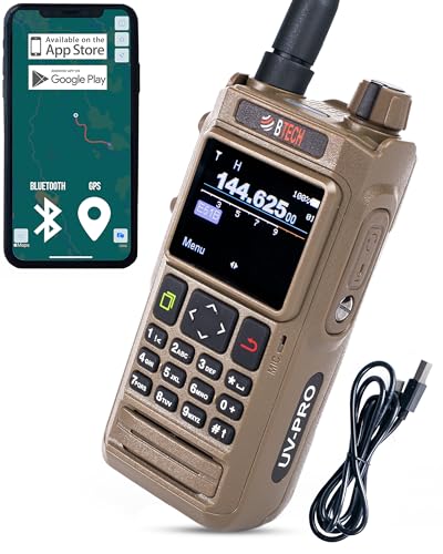 BTECH UV-PRO (TAN) IP67 Dual Band VHF/UHF Two-Way Radio - APRS, Bluetooth, GPS, Text Messaging, Aviation Band Scanner, NOAA Weather Alerts, USB-C Rechargeable Battery