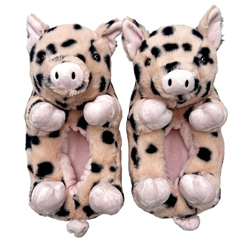 ooohyeah Women’s Fuzzy Animal Slippers, Cute Funny Cozy Non-Slip House Foam Slippers for Women, Sugar the Pig, M