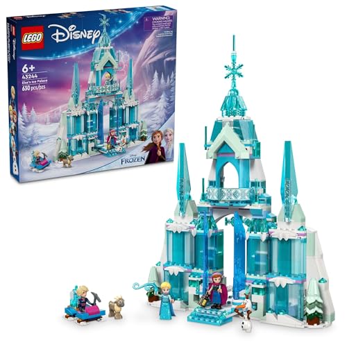 LEGO Disney Frozen Elsa’s Ice Palace Building Set for Kids, Princess Castle with Anna and Elsa Mini-Doll Figures, Disney Princess Toy Gift Idea for Girls, Boys and Movie Fans Ages 6 and Up, 43244