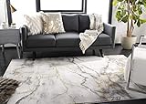 SAFAVIEH Craft Collection Area Rug - 8' x 10', Grey & Gold, Modern Abstract Design, Non-Shedding & Easy Care, Ideal for High Traffic Areas in Living Room, Bedroom (CFT877F)