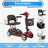 15-45 Miles Ecomobi MS02 4 Wheels Mobility Scooter for Adults/Seniors, 350W Powered Electric Wheelchair Device w/15Ah-25Ah Extended Battery, Dual Baskets/Rotating Seat, Compact Duty Mobile for Elderly