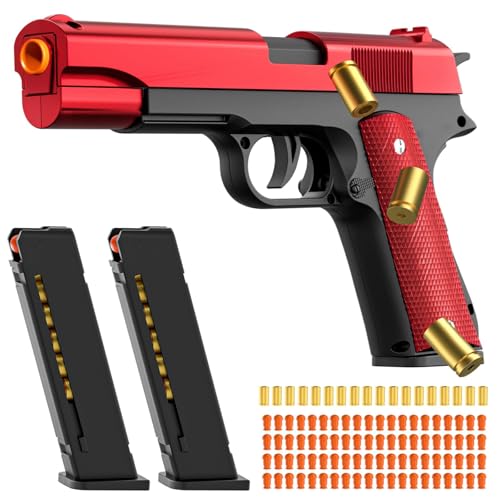 Toy Gun - Stress Shot with Semi-Automatic Mode, Realistic Shell Ejecting Toy Guns, Birthday (Black and Red)