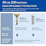 SimPure 40/200 Micron Spin Down Sediment Filter, Reusable Whole House Sediment Water Filter, Pre-Filtration System for City/Well water, 1" MNPT + 3/4" FNPT + 3/4"MNPT, BPA Free