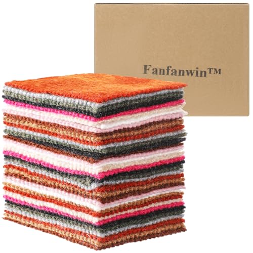 Fanfanwin 55 Pcs 100% Wool Scraps 4 x 5 Inch Multi Color Wool Fabric Felt Texture Remnants Squares for Felting Applique and Other DIY Craft