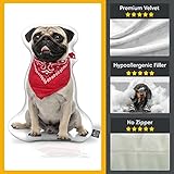 All About Vibe Custom Dog Pillow - Personalized Custom Shaped 3D Dog Throw Pillow, Best Gift for Dog & Pug Owners and Lovers! Made in USA - 16" Small