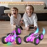 Terucle Remote Control Car, Rc Cars Stunt RC Car Toys New Upgraded Strip Lights and Headlights Car Toys Double-Sided 360° Rotating 4WD Rc Drift Truck for Boys Girls Birthday Gift (Purple)