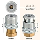 Air Chuck for Tires, Anti Leakage Lock on Air Chuck 1/4'' FNPT Locking Tire Inflator Chuck Quick Connector Lock Air Chuck Heavy Duty Brass Tire Chuck Closed Flow for Air Compressor (4 Pack)