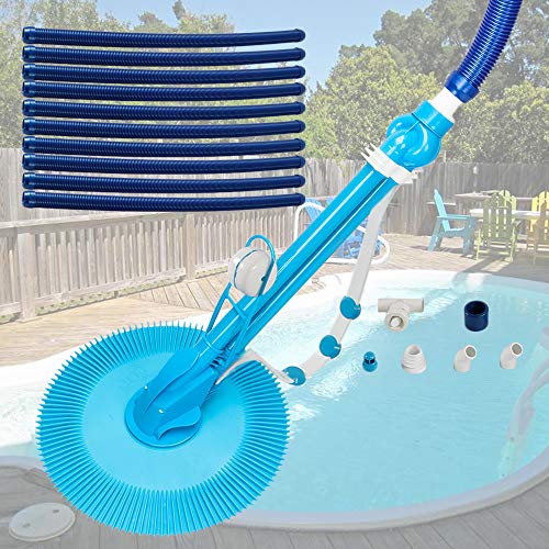 Automatic Pool Vacuum Cleaner with 10 Replacement Hoses, Generic Pool Cleaner Quiet Cleaning Side Climbing Sweeper for Cleaning Pools, Floors, Walls, Steps, Pump Required and Excluded