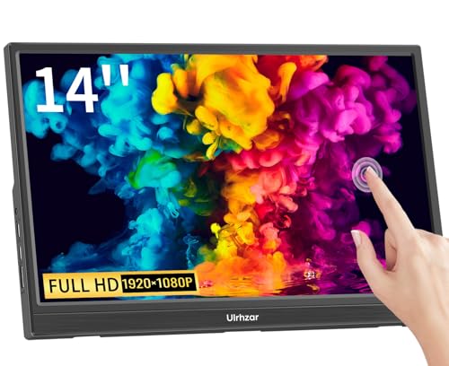 Touchscreen Monitor 14 Inch, Portable Monitor 1920x1080 60Hz IPS Panel with USB C HDMI Input for PC/Phone/Xbox/Switch/PS4/Raspberry pi, Laptop Monitor Built in Dual Speakers for Travel, Vesa, Tiltable