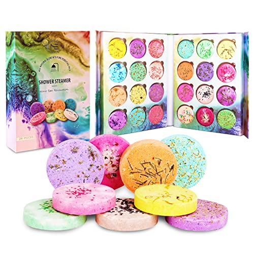 Marvelous Essentials 24-Pack Shower Steamer - Aromatherapy Shower Steamer Tablets with Pure Essential Oils and Sea Salt - Natural Vaporizing Shower Tablets Bath Gift Set