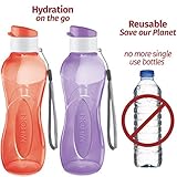 MILTON 6- pack -12 oz Kids Water Bottle for School Reusable Leak proof Small Sports Water Bottle BPA Free Durable Plastic Leak Free with Carry Strap for Lunch Travel Cycling Camping Gym Yoga -6 colors