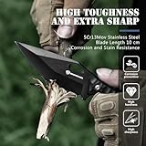 DRACHENADER Survival Knife SEAL-FULL BLACK 9" EDC Fixed Blade Tactical Horizontal Carry Knife for Men with Kydex Sheath, 5mm Thick Stainless Steel, G10 Anti-Slip Handle, Ideal for Gifting, Full Black