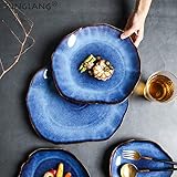 Kinglang Nordic Ceramic Household Pottery Irregular Salad Platter Klin Glaze Dinner Plat Plate-Set of 4