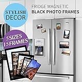 YISMEET Magnetic Photo Picture Frame, Photo Collage for Refrigerator, Holds 4X6 inches, 3.5X5 inches, 3X4.5 inches, 2.5X3.5 inches, and a Free Combination Dimensions, 15 Pack, Black…