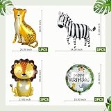 GELOUBO Zoo Monkey Lion Giraffe Leopard Zebra Foil Balloon Baby Shower Birthday Decorations,Jungle Animal Party Supplies Decoration Elephant Crocodile safari foil balloon(Animal foil set)