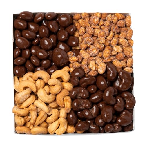 Nuts.com – Sweet and Salty Gift Tray for Summer and Festive Gifts — Healthy Snack Sampler Box, 1.25 Lbs of Roasted Cashews, Peanuts, Chocolate-Covered Raisins