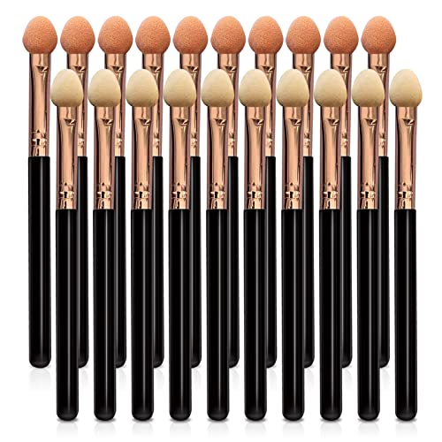 UorPoto Eyeshadow Applicators Double Sided Sponge Tip Foam Reusable，20Pcs Professional Organic Long Handle Washable Makeup Eye Shadow Brush Set