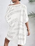 Zeagoo Womens Crochet Summer Cardigan Sweaters White Short Sleeve Lightweight Hollow Out Plus Size Cardigans for Beach