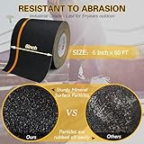 S&X Heavy Duty Anti Slip Tape 6 Inch x 60 Ft, 2X Longer Enhanced Adhesive Grip Tape with Reflective Strip, Outdoor Stair Treads Non-Slip for Steps Ramps Boats Decks Long-Lasting