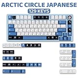 GEKUCAP PBT Keycaps 129 Keys Arctic Keycaps Dye-Sublimation Blue White Japanese Keycaps Cherry Profile Custom Keycaps Set for Gateron Kailh Cherry MX Switch Gaming Mechanical Keyboards