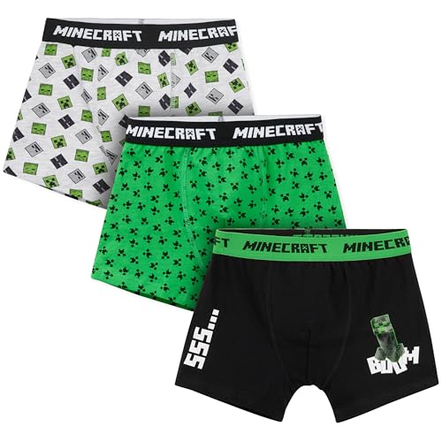 Minecraft Boys Boxer Shorts, Pack of 3 Boys Underwear - Gifts for Boys (Multi, 11-12 Years)