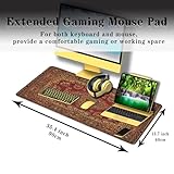 Samgula Gaming Mouse Pad Retro Boho, Large Mousepad Office Desk Mat, Work Desk Mat Non-Slip Rubber Base Waterproof with Stitched Edges, 35.4 X 15.7 inch for Work/Game/Office/Home Vintage Bohemian