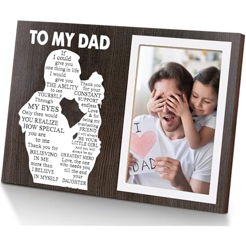 Cool Dad Gifts Ideas from Daughter, To Thank You Dad Birthday Gift Wooden Picture Frame for Dad's Christmas Thanksgiving Retirement Fathers Day Tabletop Wall Decor, Meaningful Appreciation Present
