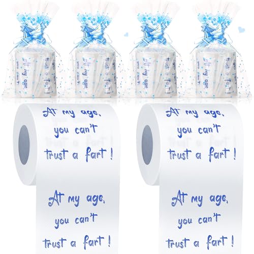 Fuyoooo 4 Pack Funny Easter Toilet Paper Roll 3 Ply at My Age You Can't Trust a Fart Toilet Paper with Bag Pull Bow Prank Gift Gag Novelty Funny Gifts White Elephant Easter Stocking Stuffer