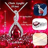 MABELLA Sterling Silver Pendant Necklace Simulated Ruby Birthstone Jewelry Gifts for Women, Mother's Day/Anniversary/Birthday