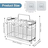 IWNTWY Utensil Holder, Stainless Steel Utensil Drying Rack with Drain Tray, Kitchen Counter Drainer Basket Silverware Cutlery Flatware Holder Forks, Knives, Spoons, Chopsticks Organizer (Silver)